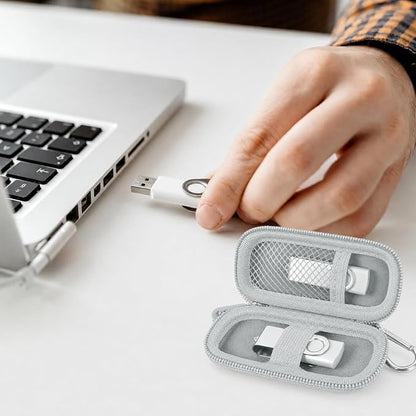 USB Flash Drive Case, SD Card Holder Compatible with Thumb Drive, Memory Cards, SDXC SDHC Storage Bag, Electronic Accessories Organizer for SanDisk for Samsung for Inland (Sliver)
