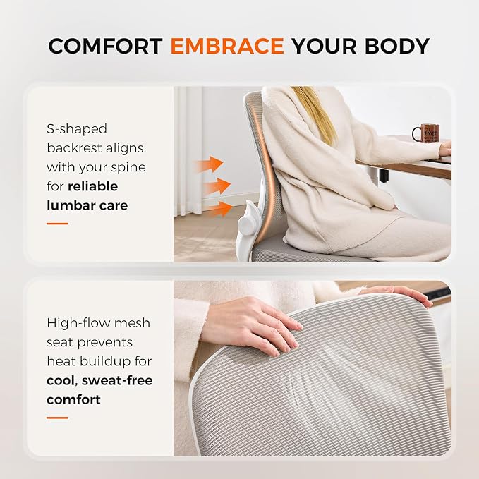 Drafting Chair Armless, Tall Office Chair with Adjustable Foot Ring and Lumbar Support, Ergonomic Mesh High Desk Chair for Standing Desk, Apricot