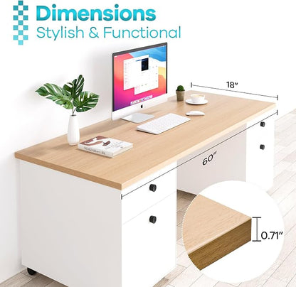 Kaboon Universal Tabletop 60"x18", Solid One-Piece Melamine Table Top, L-Desk Floating Desk DIY, Home and Office, Light Walnut