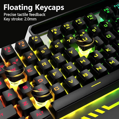 AULA Gaming Keyboard and Mouse,Wired 104-Key Mouse and Keyboard Combo Metal | Full Size Computer Keyboards with Number Pad,New Update Version,RGB Backlit Anti-Ghosting PC Keyboard for Laptop WinXP/7/8/10