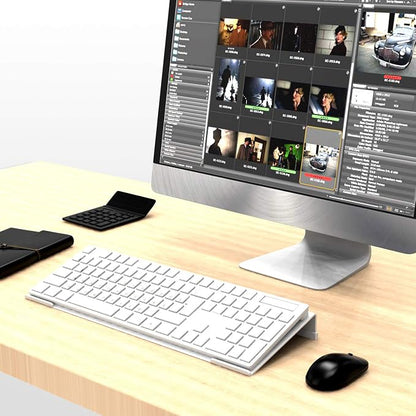 KOTEMON Acrylic Tilted Computer Keyboard Stand for Ergonomic Typing, Keyboard Tray Holder with Silicone Non-Slip Case, White