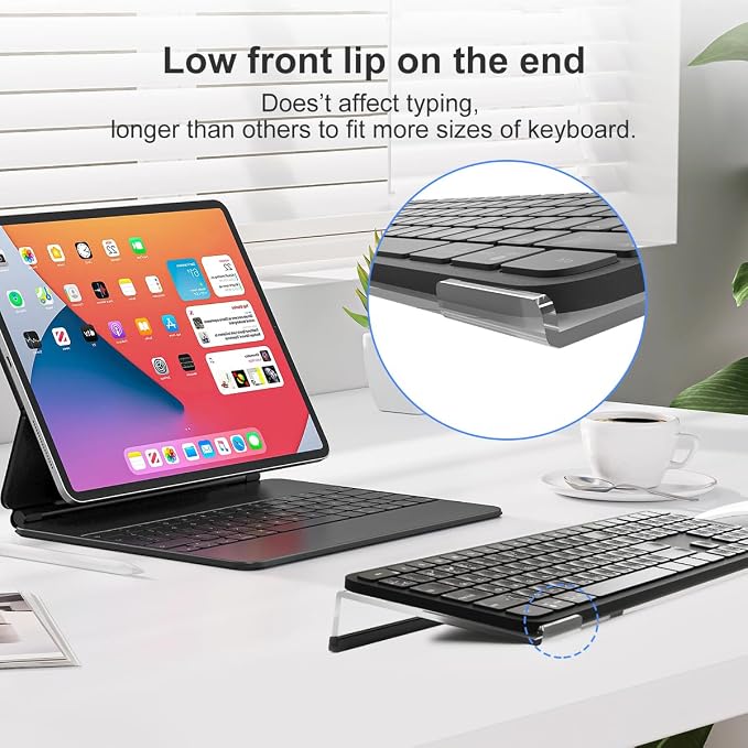 Suptek 16.9"x5.7" Clear Acrylic Tilted Computer Keyboard Stand for Easy Ergonomic Typing, Keyboard Tray Holder Silicone Anti-Slip Case for Office Desk, Home, School, A001