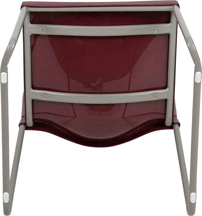 Flash Furniture HERCULES Series 880 lb. Capacity Burgundy Full Back Contoured Stack Chair with Gray Powder Coated Sled Base