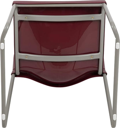 Flash Furniture HERCULES Series 880 lb. Capacity Burgundy Full Back Contoured Stack Chair with Gray Powder Coated Sled Base