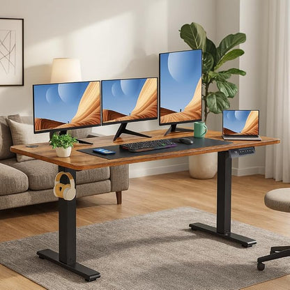farexon Dual Motor Electric Standing Desk Frame with Cable Management Tray, Wheels & Hooks, Heavy Duty Stand Up Desk Legs Dual-Beam Frame,265 lbs Capacity up to 78" x 40" Tops (Black Frame Only)
