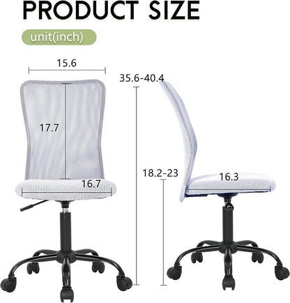 BestOffice Ergonomic Office Chair Desk Chair Mesh Computer Chair Armless Back Support Modern Executive Rolling Swivel Chair with Lumbar Support (White)