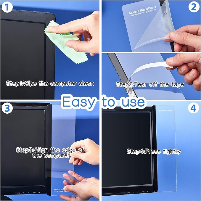 Zonon 8 Pieces Monitor Memo Board, Memo Boards for Computers Transparent Acrylic Monitor Side Panel Office Desk Accessories Desktop Computer Sticky Note Holder for Office Home Work Desk