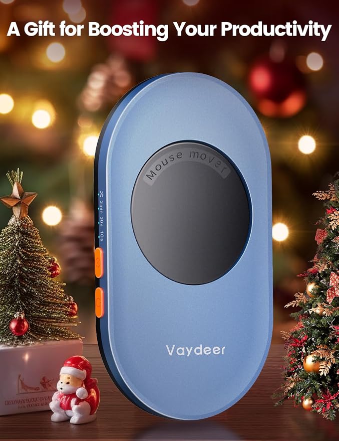 Vaydeer Undetectable Mouse Mover, Air 3 Mouse Jiggler with Adjustable Timer | Ultra-Slim Design, 4 Adjustable Intervals, Quiet Driver-Free Setup