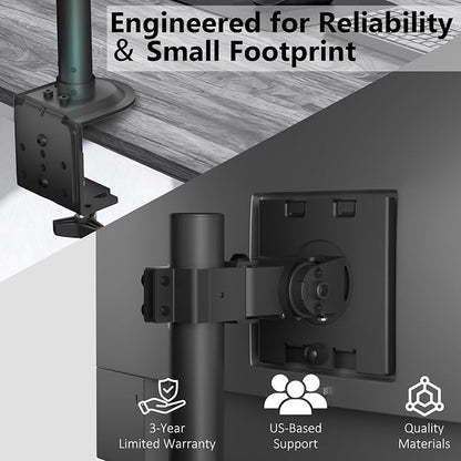 WALI Heavy Duty Single Monitor Arm Desk Mount for 13-49 Inch Screens, Ultrawide Monitor Stand with Full Motion Tilt, Swivel, Rotation, Holds up to 44 lbs, C-Clamp Mount for VESA 75/100mm,(M001S)