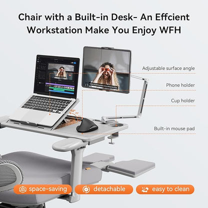 Newtral Office Chair Ergonomic - Home Office Desk Chair, Back Pain Chair with Auto-Following Lumbar Support, 4D Armrest, Seat Depth and Height Adjustable