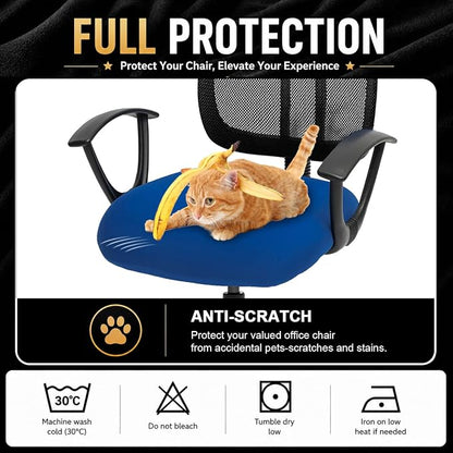 DIVA EN CAMINO DEC Stretchable Desk Office Chair Seat Cushion Covers - Universal Spandex Computer Chair Slipcover - Anti-Scratch Dogs, Cats, Pets Removable Washable Cushion Protectors (Royal Blue)