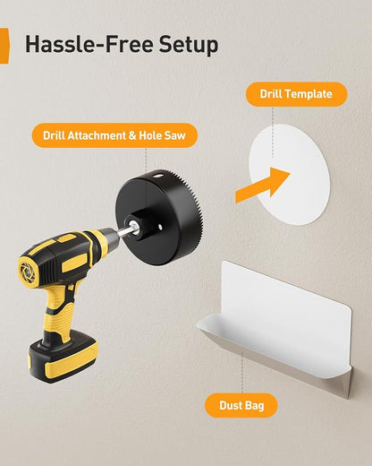 Perlegear in-Wall Cable Management Kit, TV Cord Hider for Wall Mounted TV and Speakers, Power and Low Voltage Wire Management. Includes Drill Template, Dust Bag and Drill Attachment for Easy Install