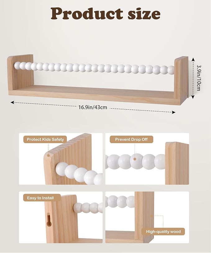 Nursery Shelves Set of 4,White Floating Book Shelves for Wall,Nursery Book Shelves for Kids Room,Kids Bookshelf (Set of 4 White)