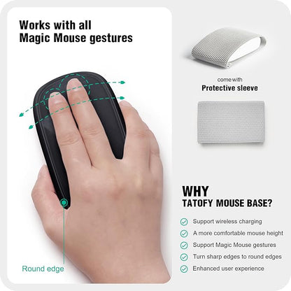 TATOFY Mouse Charger Compatible with Magic Mouse 2 (Lighting) Grip with Wireless Charging Support, Ergonomic Base (Black)