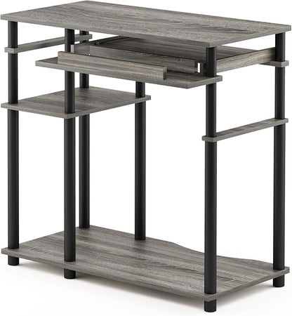 Furinno Abbott Desk, 31.5 Inch Grey Computer Desk with Keyboard Tray, Easy Assembly Gaming Desk with Storage Shelf, Office Desk for Home Office, Bedroom, Grey Oak