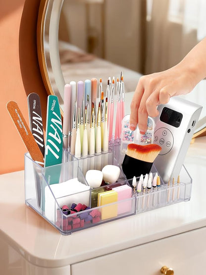 LIARTY Nail Drill Holder - Makeup Organizer Case for Brush | Acrylic Nail Drill Bits Holder Beauty Cosmetic Storage Box for Dresser Countertop and Bathroom Vanity