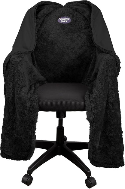 The Original Office Chair Blanket by SnuggleBack; Cozy Comfy Office Desk Chair Wrap Attaches for Hands-Free Warmth. Stay Warm In The Winter or Summer. (Black Pattern Fleece)