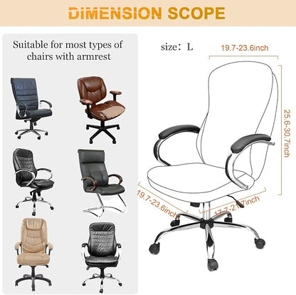 Tatuo 3 Pcs Computer Office Chair Cover Universal Rotating Chair Slipcovers Protector Removable Washable Office Armrest Covers with Zipper for High Back Seat Backrest(L,Waffle,Faint Yellow)