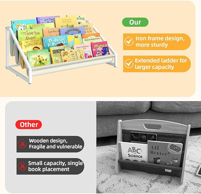 Aokitsink Toddler Bookshelf,Montessori Bookshelf,Bookshelves for Toddlers and Nursery,4 Tier Baby Bookshelves for Kids Rooms,Nursery,Playroom,Baby Room, Small Children Classroom