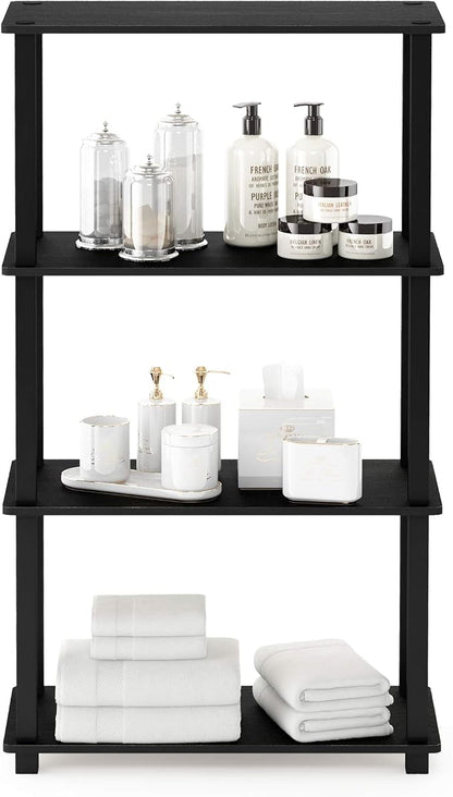 Furinno Turn-S-Tube 4-Tier Storage Shelves Bookshelf, Americano