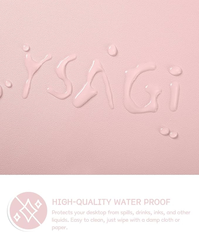 Writing Desk Pad Protector, YSAGi Anti-Slip Thin Mousepad for Computers,Office Desk Accessories Laptop Waterproof Desk Protector for Office Decor and Home (Pink, 35.4" x 17")