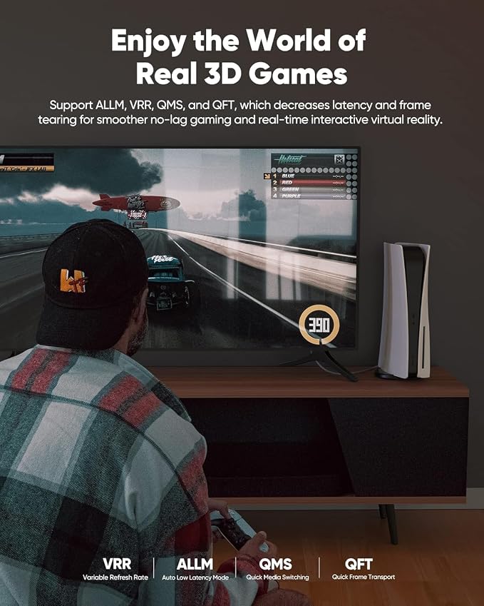 Highwings 8K@60 Long HDMI Cable 13FT/4M, 48Gbps 2.1 High Speed Gaming HDMI Cord 4K120 144Hz RTX 3090 eARC HDCP 2.2&2.3 Compatible for PS5, SoundBar, AVR, UHD TV