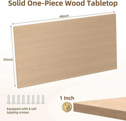 Universal Solid One-Piece Wood Table Top, 48"x24"x1" Workbench Top - Rectangular Particle Board for Standing Desk, Home Office Desk Countertop DlY, Washer Dryer, Coffee, Bar Tabletop
