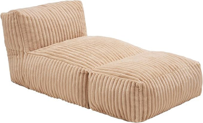 Hobestluk Giant Memory Foam Bean Bag Chairs Sofa for Adults (Khaki,Large) | Soft Fabric,Ergonomic Back Support,Lightweight,Easy Clean,No Assembly,Wear-resisting,For Livingroom Guest room,Well-looking