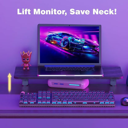 Desk Extender, 22-inch Clamp-On Desk Shelf, Height-Adjustable Desktop Shelf Organizer for Monitors Office and Gaming Accessories, Arm Support Table Extension, 44lbs Heavy Duty, Black
