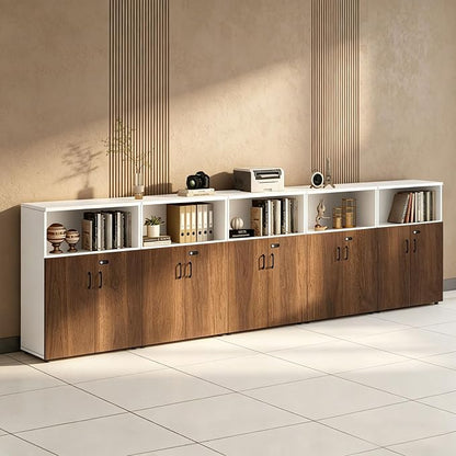 File Cabinet with Password Lock, Wood Lateral Filing Cabinet for Letter/A4 Files, 3 Drawer with Door, Printer Stand with Open Shelves for Home Office