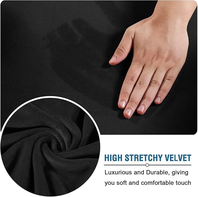 Velvet Plush Office Chair Cover with Armrests, Universal XL, Black | Stretch Elastic Fit, Desk Computer Chairs, Pet and Children Friendly, Washable