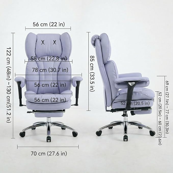 Efomao Big & Tall Desk Chair, Wide Executive Office Chair with Footrest Purple