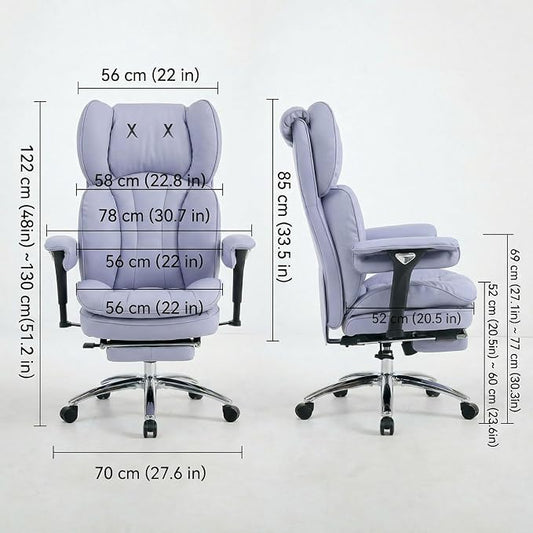 Efomao Big & Tall Desk Chair, Wide Executive Office Chair with Footrest Purple