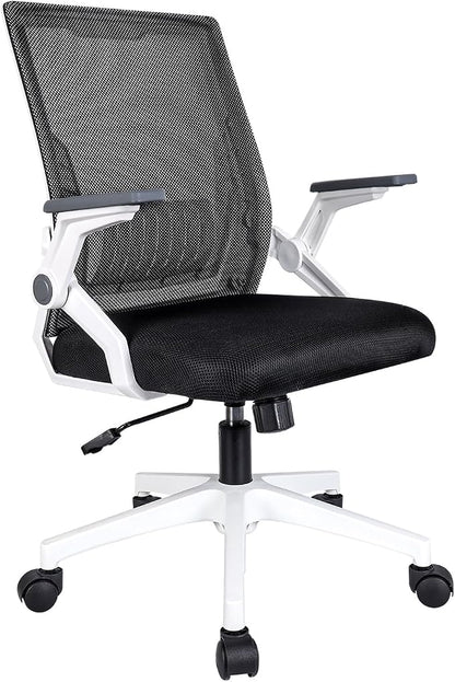 Ergonomic Office Chair with Flip-Up Arms, Small Desk Chair with Breathable Mesh Back, Home Office Desk Chair that Saves Space, Compact Swivel Computer Chair