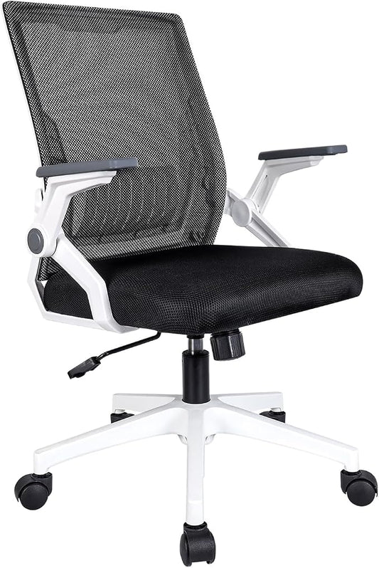 Ergonomic Office Chair with Flip-Up Arms, Small Desk Chair with Breathable Mesh Back, Home Office Desk Chair that Saves Space, Compact Swivel Computer Chair