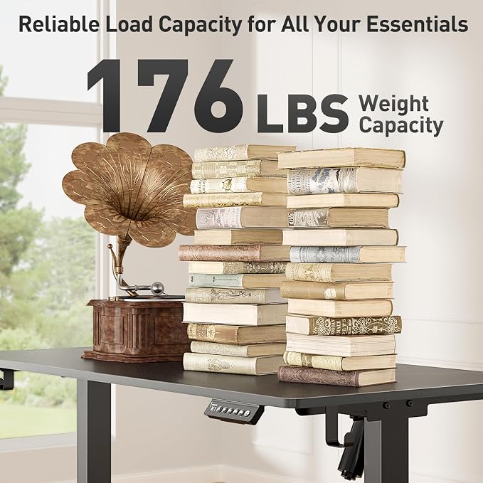 55x24 in Electric Standing Desk,Adjustable Height with Wheels,Black | Spliced Desktop,27.9"–46.8" Height Range,4 Memory Presets,Lockable Wheels,Headphone Hook,Sit Stand Desk,Home Office