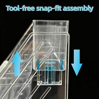 4-Tier Clear Acrylic Pen Holder for Desk, 20 Compartments Marker Storage Organizer, Space-Saving Vertical Stationery Rack for Art Supplies, High-Capacity Desktop Office Storage