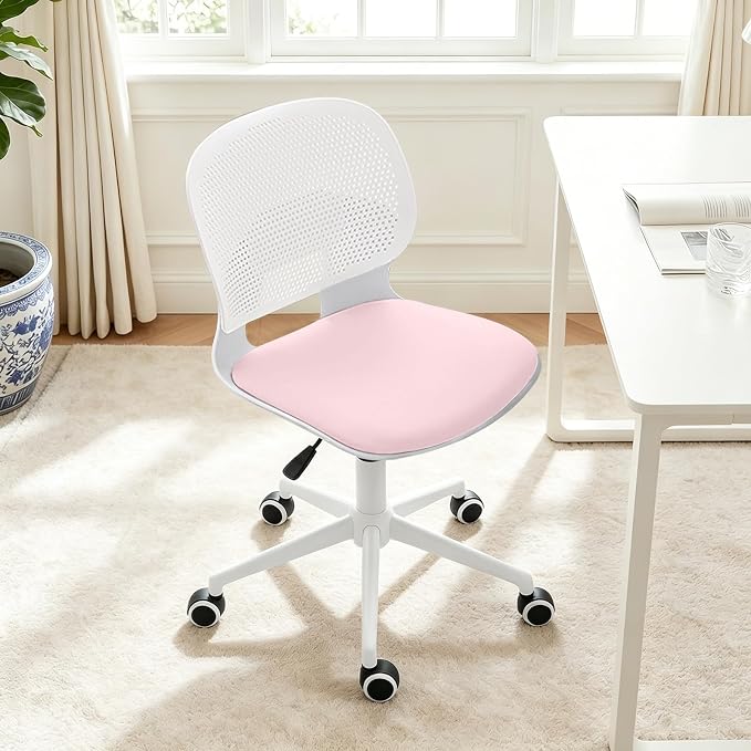 Home Office Chair, Armless Mid-Back Computer Desk Chair with Breathable Backrest and Padded Cushion, Height Adjustable Swivel Ergonomic Task Chair for Home, Work, Study