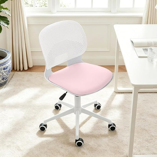 Home Office Chair, Armless Mid-Back Computer Desk Chair with Breathable Backrest and Padded Cushion, Height Adjustable Swivel Ergonomic Task Chair for Home, Work, Study
