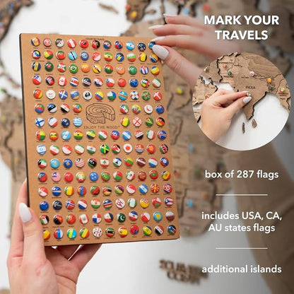 Enjoy The Wood 3D Wooden World Map Wall Art - Large Travel Map with Pins for Art Decor - Decorative Map of the World for Home, Office - Travel Wall Art Housewarming Gift Idea (Terra, M, Unframed)