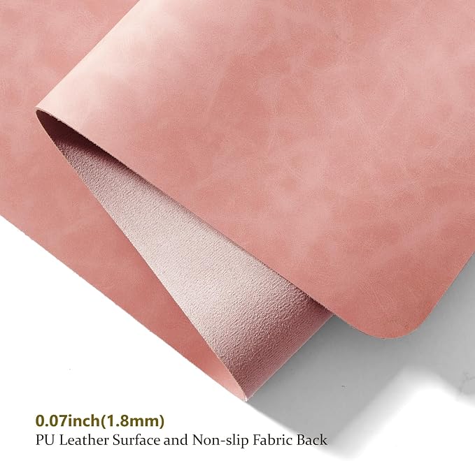 Distressed Leather Desk Mat - Non-Slip PU Desk Pad for Office and Home - Desk Organization and Accessories - Ideal for Large Mouse Pad and Desk Mats on Top of Desks(Dusty Rose,47.2"x 17")