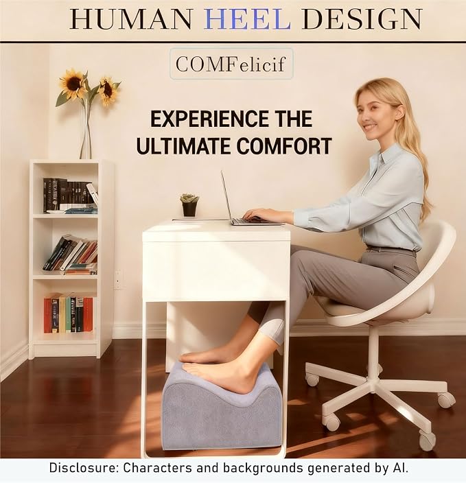 Work Foot Rest Under Desk,Comfort Foot Rest for Couch | Foot Rest For Under Desk at Work,At Soft Ergonomic Footrest, Support Foot Pillow,Heel Chair,Leg Elevation Pillow Light Grey