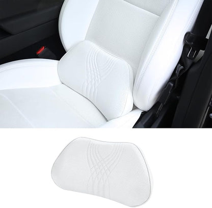 Lumbar Support Pillow for Car Seat, Office Chair Leather Memory Foam Lower Back Cushion for Back Pain Relief Improve Posture, Ergonomic Back Rest for Gaming Chair, White, 1PC