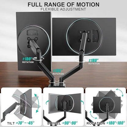 WALI Dual Monitor Stand for 13-32 inch Computer Screens, Dual Monitor Arms for 2 Monitors Holds up to 22 lbs, Height Adjustable Dual Monitors Mount, VESA 75x75/100x100mm (GSMP002N), Black