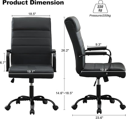 Office Desk Chair,Modern Conference Room Chairs,High Back Ergonomic Home ofiice Chair,Adjustable Height Swivel Executive Computer Chair with Padded Seat and Armrest,Pure Black