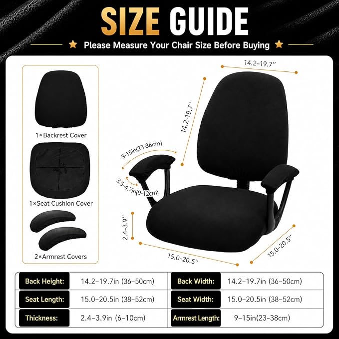 DIVA EN CAMINO DEC Split Office Chair Seat Covers - Universal Stretch Computer Chair Slipcover - Washable Rotating Backrest Coverings & Cushion Protectors & Armrest Covers for Dogs, Cats, Pets