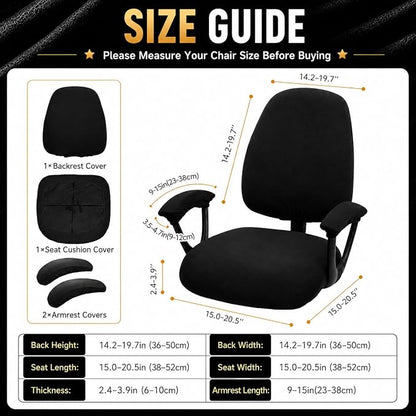 DIVA EN CAMINO DEC Split Office Chair Seat Covers - Universal Stretch Computer Chair Slipcover - Washable Rotating Backrest Coverings & Cushion Protectors & Armrest Covers for Dogs, Cats, Pets