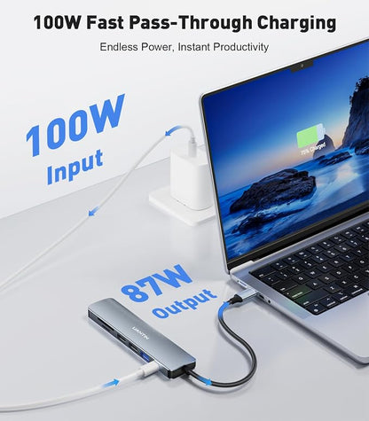 UANTIN USB C Hub 7 in 1 Multiport Adapter with 4K HDMI Dongle, 100W PD, SD/TF Card Reader, 3 USB-A, USBC Docking Station for MacBook Mac Pro/Air, Dell, HP, ASUS, Acer and Other Type C Laptops