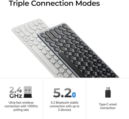 Keychron B3 Pro 75% Ultra-Slim Wireless Keyboard, 2.4GHz, Bluetooth 5.2 / Wired USB Connection, Portable Silent White Bluetooth Keyboard for Mac Windows Linux Tablet Phone