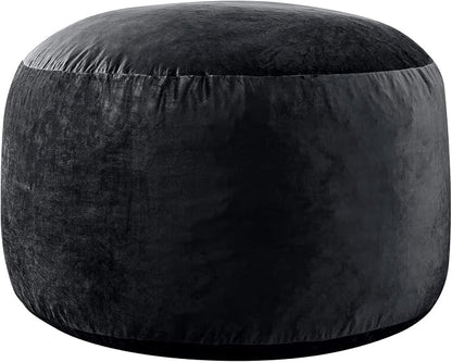 WhatsBedding 3 ft Bean Bag Chair,Large Bean Bag Chairs for Adults with Memory Foam Filling,Lazy Bean Bag Sofa for Living Room,Ultra Soft Velvet Fabric,Pull-Handle,Side-Pocket - 3 Foot,Black